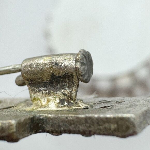 Antique Art Deco Rhinestone Brooch Pin Shadow Box Dried Flower Trombone Clasp - Picture 10 of 12